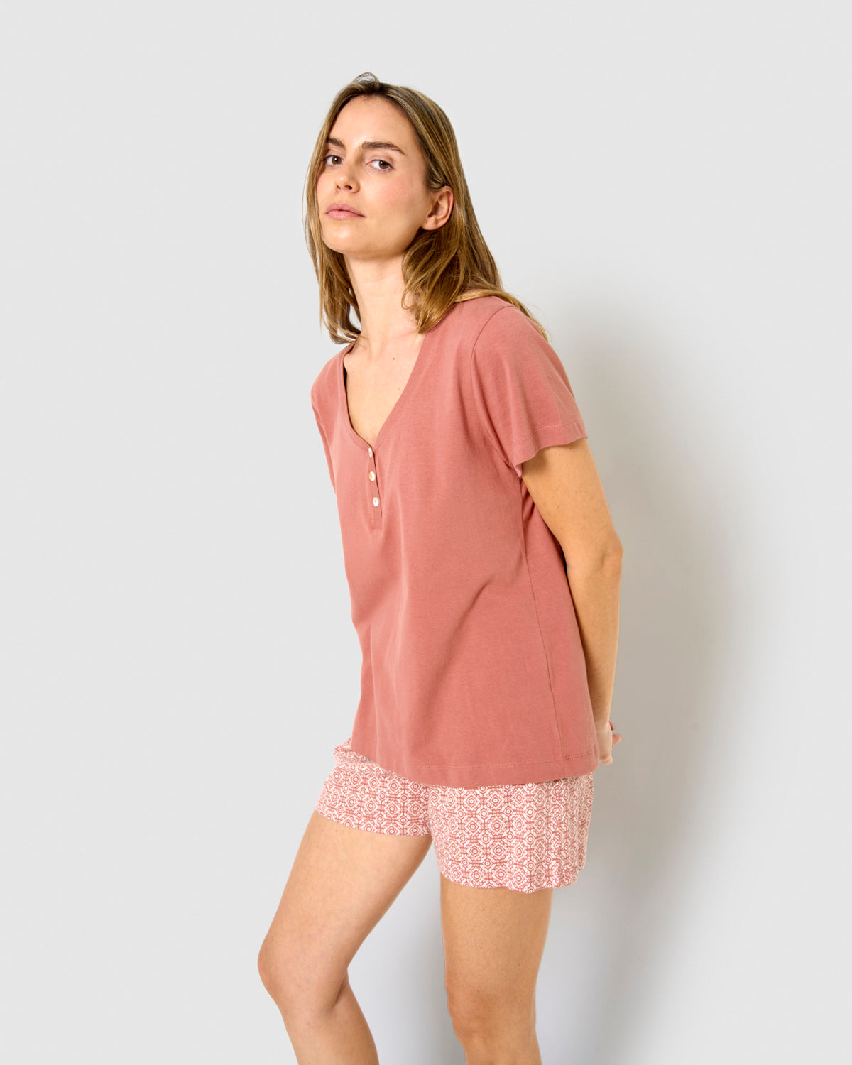 Pijama corto algodón mandolia rosette