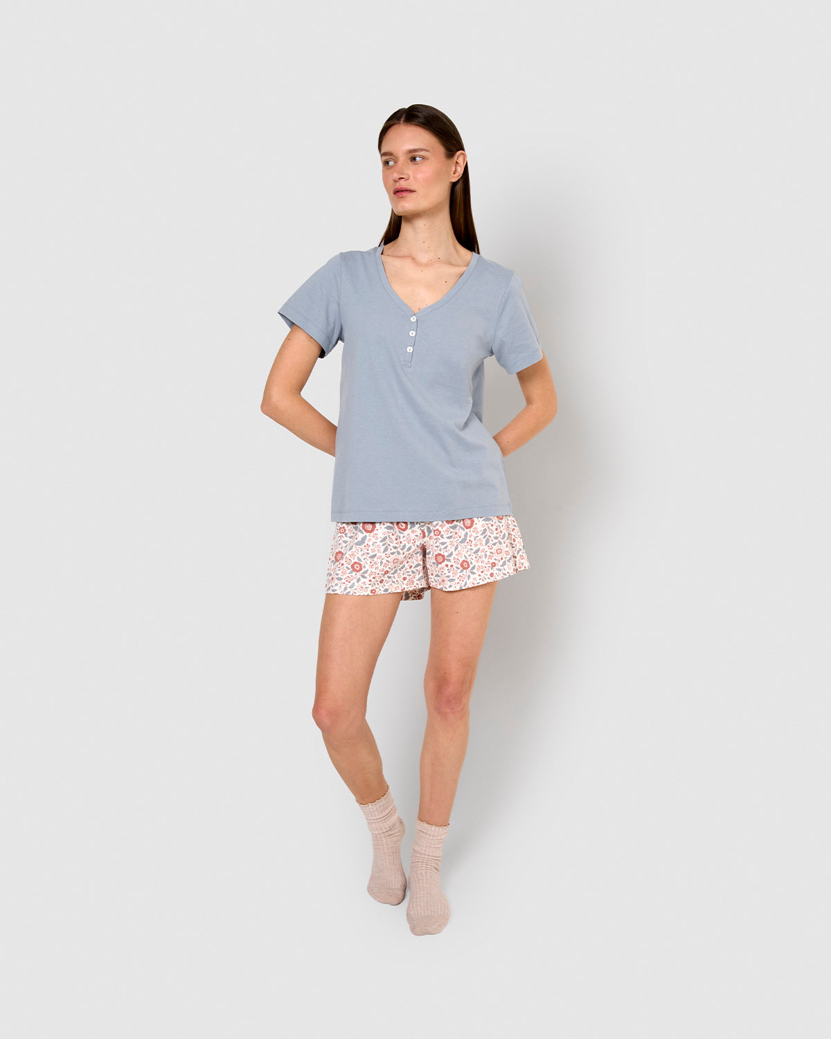 Pijama corto algodón elora índigo