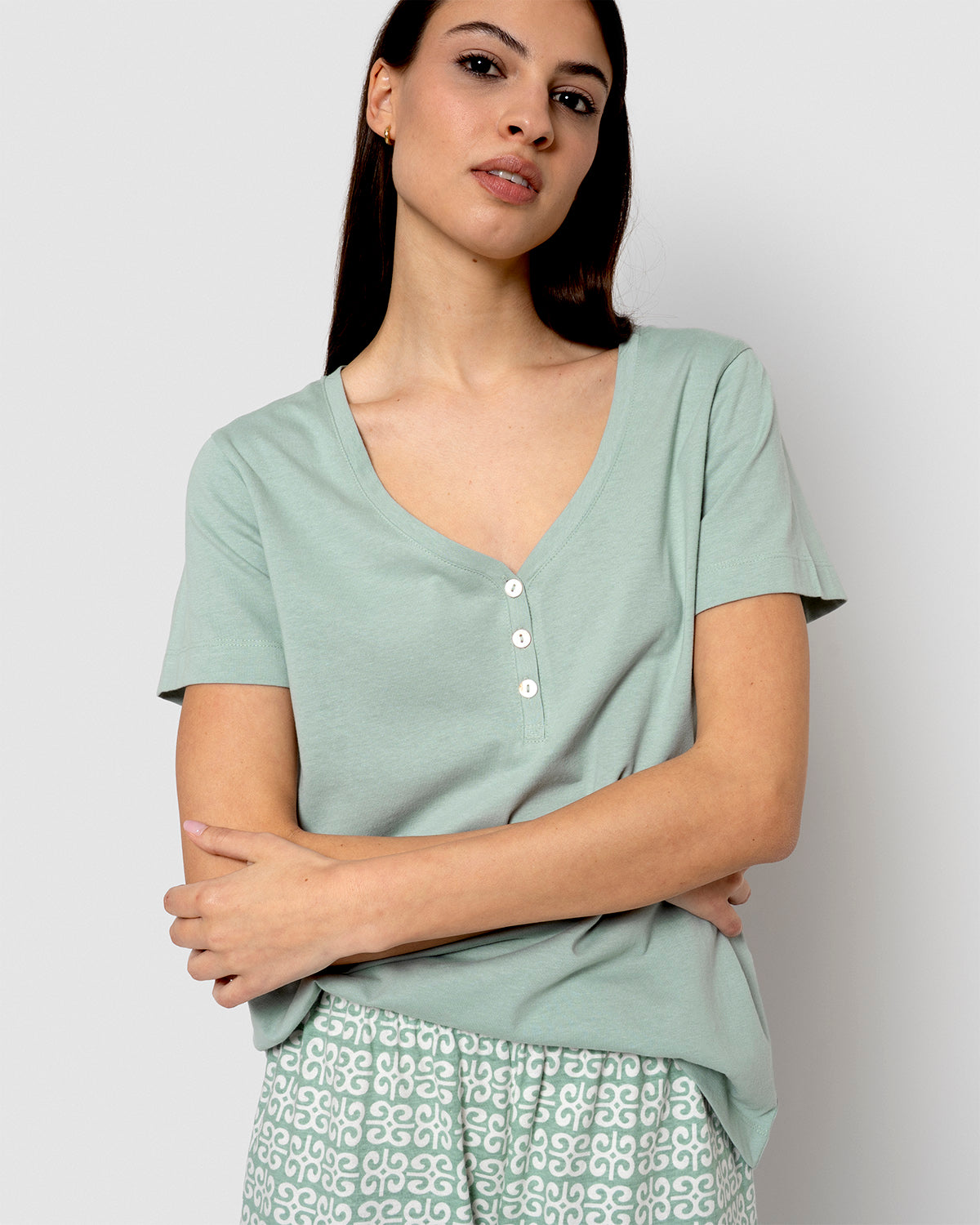 Pijama corto algodón sagitario verde tiffany