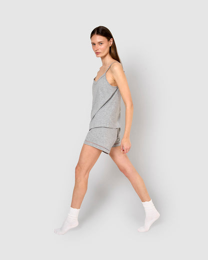 Pijama corto algodón vainica tirante gris