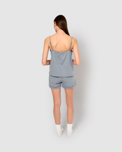 Pijama corto algodón vainica tirante índigo