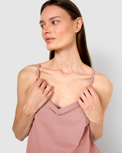 Pijama corto algodón vainica tirante rosa