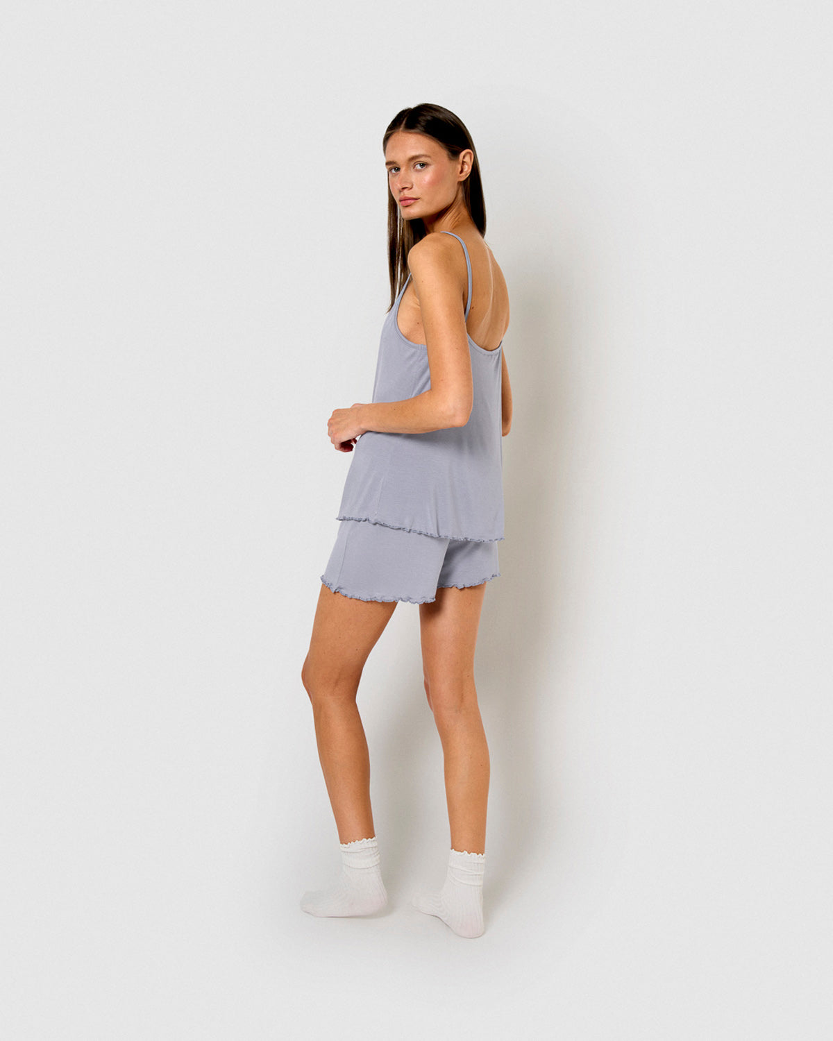 Pijama corto viscosa tirante fino índigo