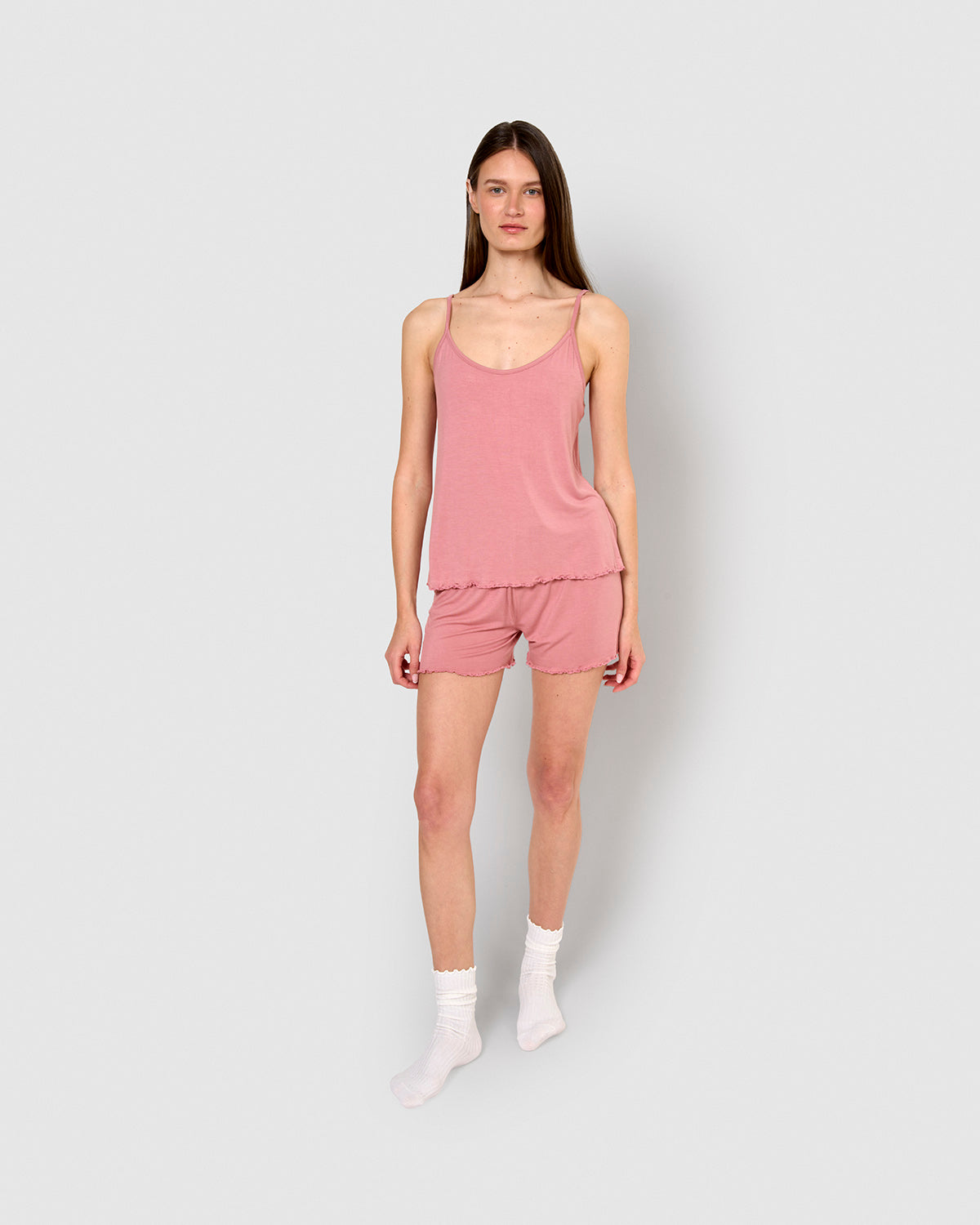 Pijama corto viscosa tirante fino malva