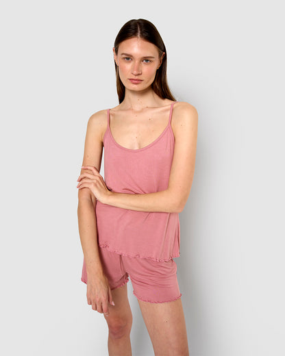 Pijama corto viscosa tirante fino malva