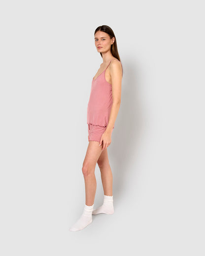 Pijama corto viscosa tirante fino malva