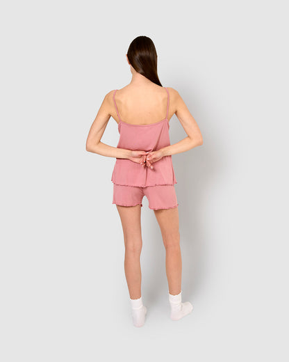 Pijama corto viscosa tirante fino malva