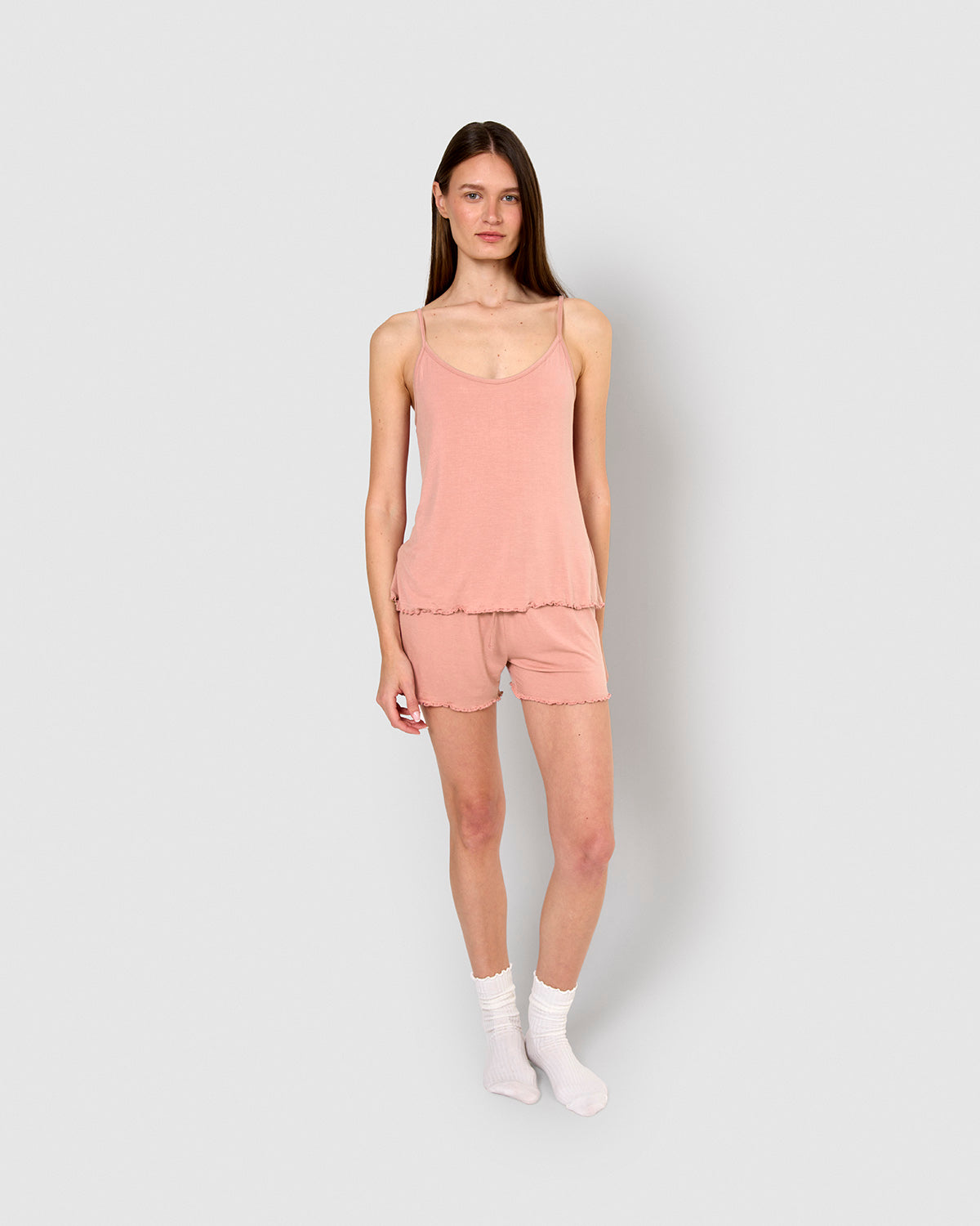 Pijama corto viscosa tirante fino rosa