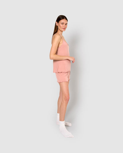Pijama corto viscosa tirante fino rosa