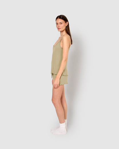 Pijama corto viscosa tirante fino verde cacería