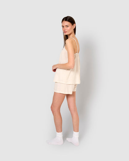 Pijama corto muselina tirante blanco