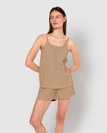 Pijama corto muselina tirante cuerda