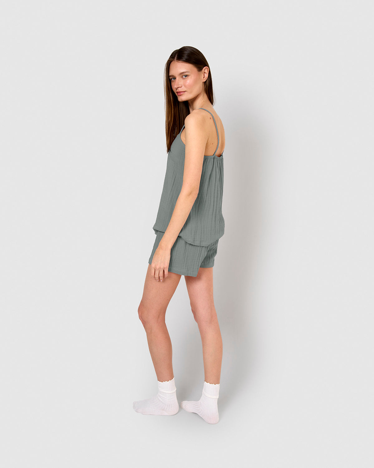 Pijama corto muselina tirante índigo