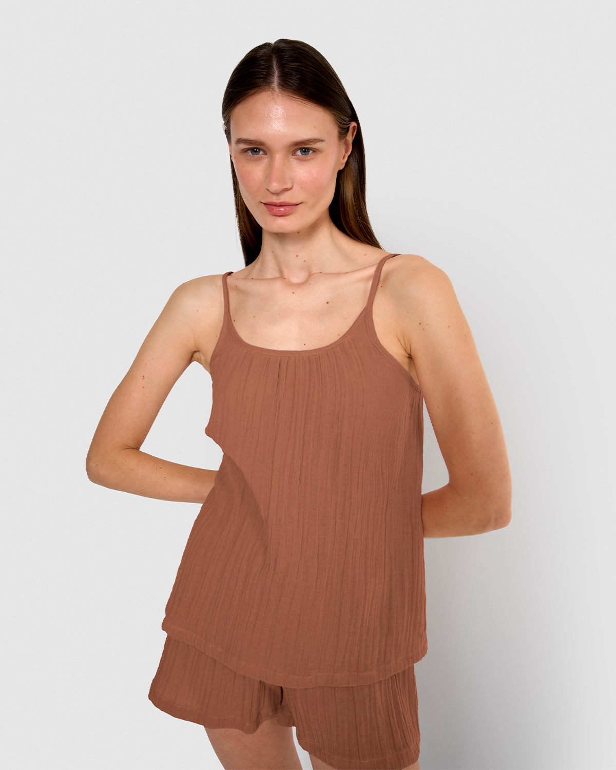 Pijama corto muselina tirante rosette