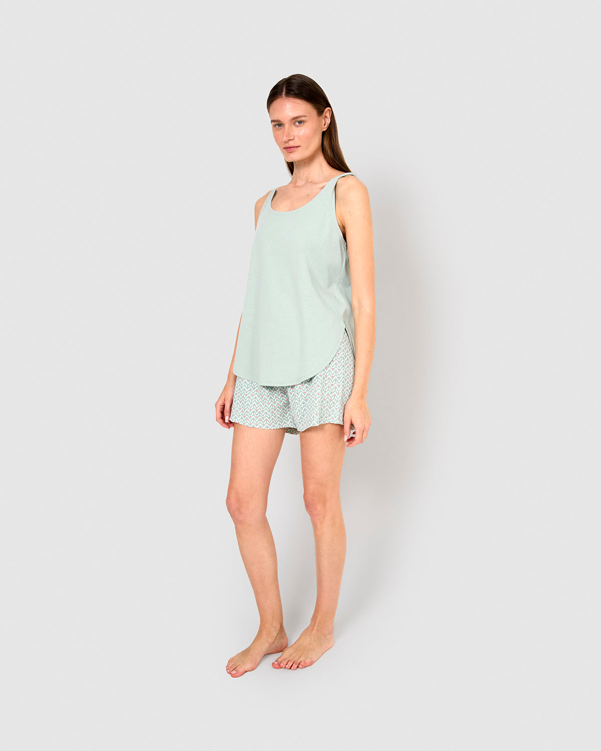 Pijama tirantes algodón marga azul agua