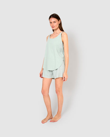 Pijama tirantes algodón marga azul agua