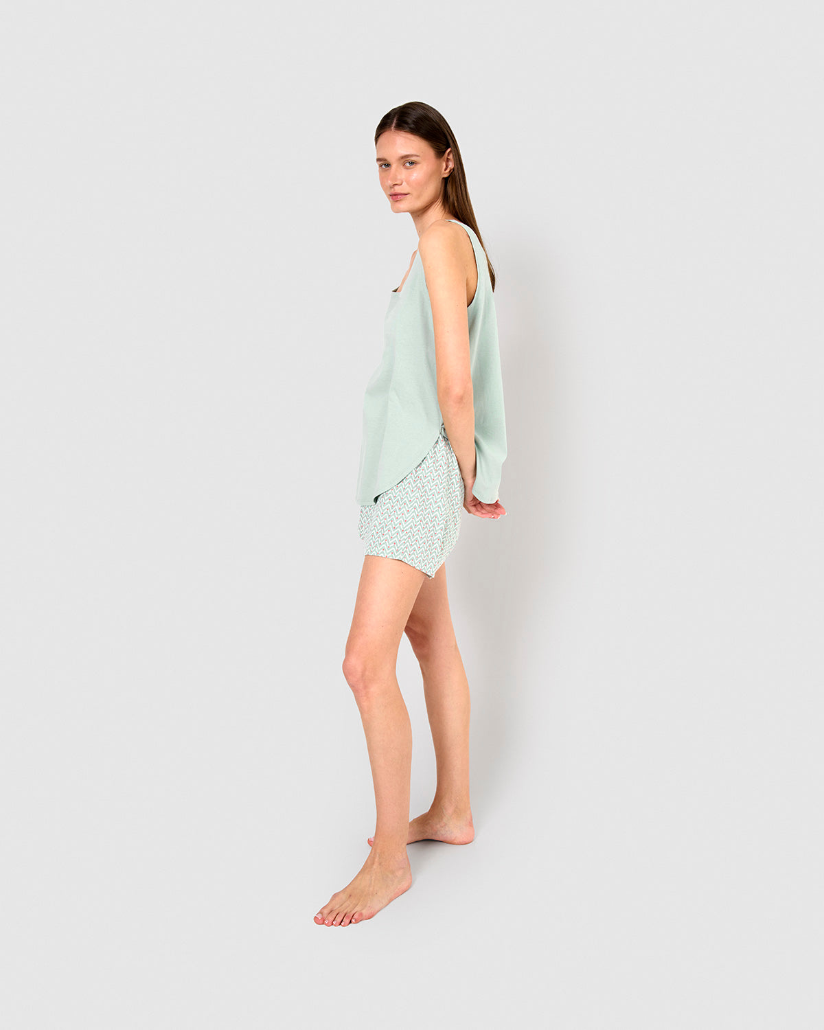 Pijama tirantes algodón marga azul agua