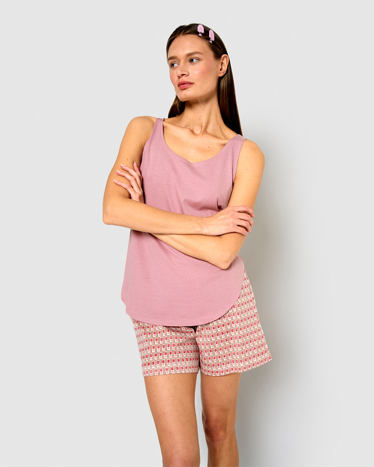 Pijama tirantes algodón tobias malva