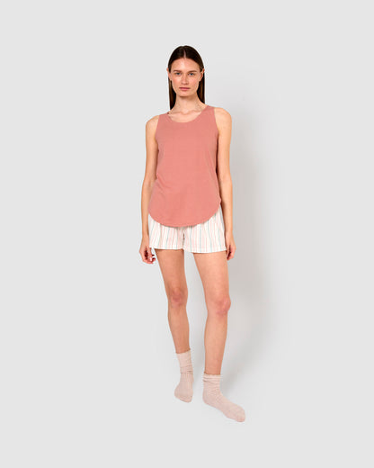 Pijama tirantes algodón raya serena rosa