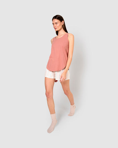 Pijama tirantes algodón raya serena rosa