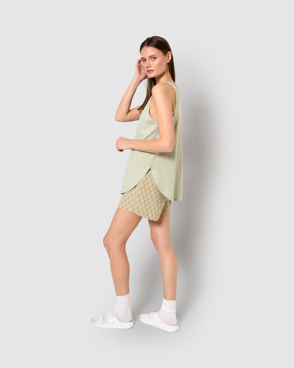 Pijama tirantes algodón kamala verde caceria