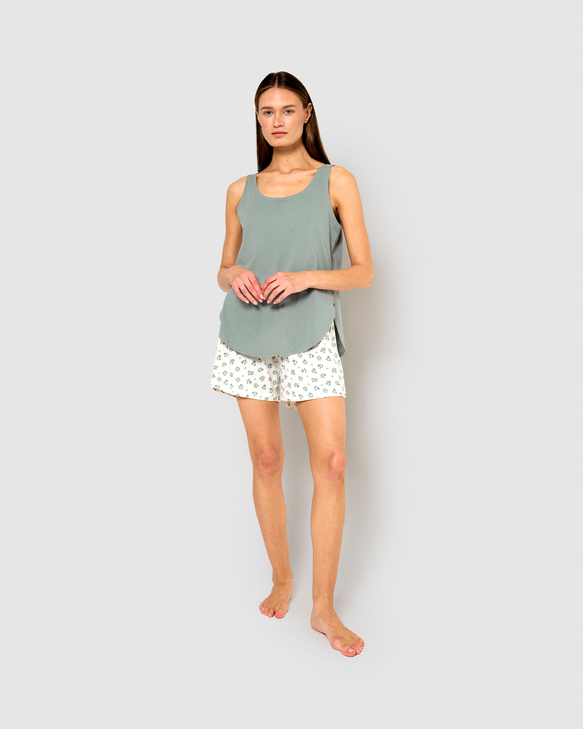 Pijama tirantes algodón juno verde tiffany