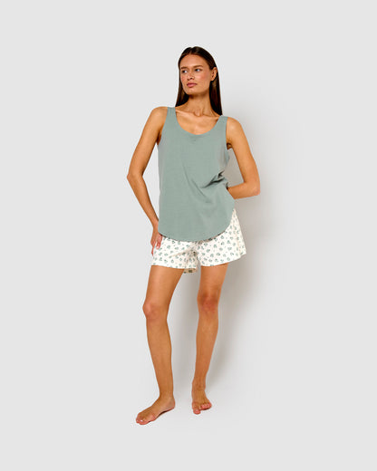 Pijama tirantes algodón juno verde tiffany