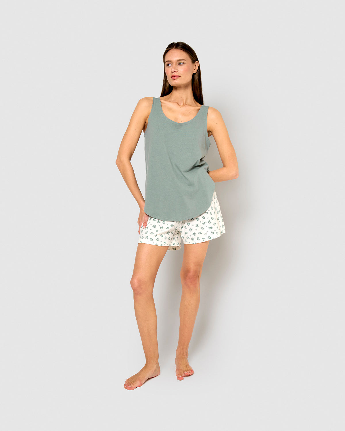 Pijama tirantes algodón juno verde tiffany