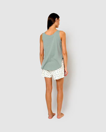 Pijama tirantes algodón juno verde tiffany