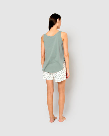 Pijama tirantes algodón juno verde tiffany