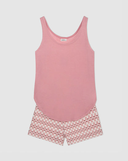 Pijama tirantes viscosa suede rosa