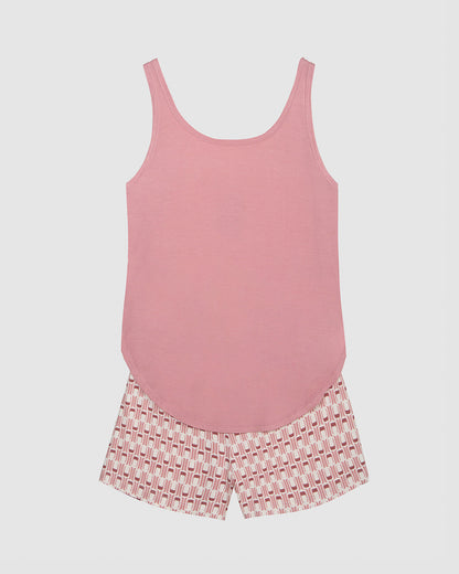 Pijama tirantes viscosa suede rosa