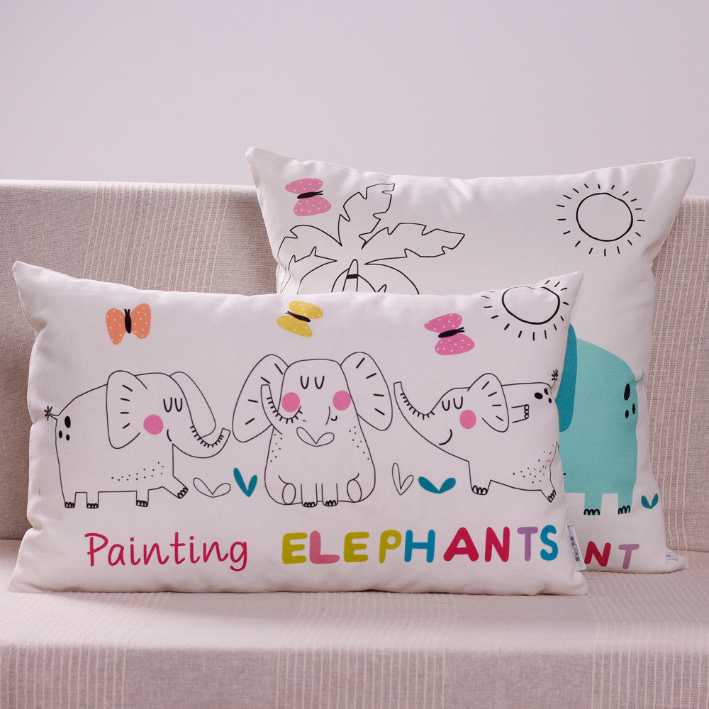 Conjunto de 2 capas de almofada com estampa de elefante