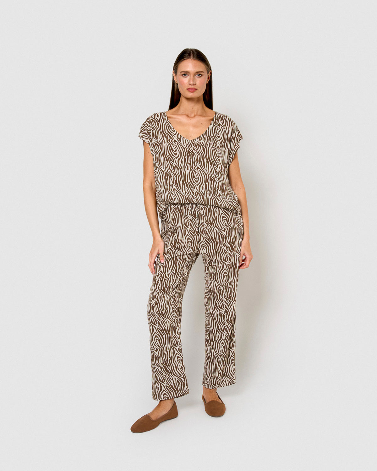 Pantalón viscosa uda marrón