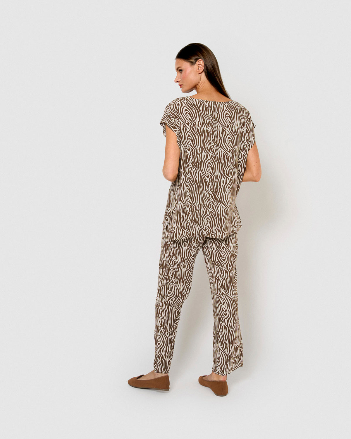 Pantalón viscosa uda marrón