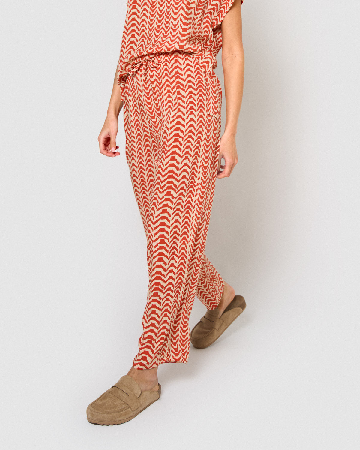 Pantalón viscosa oveta teja