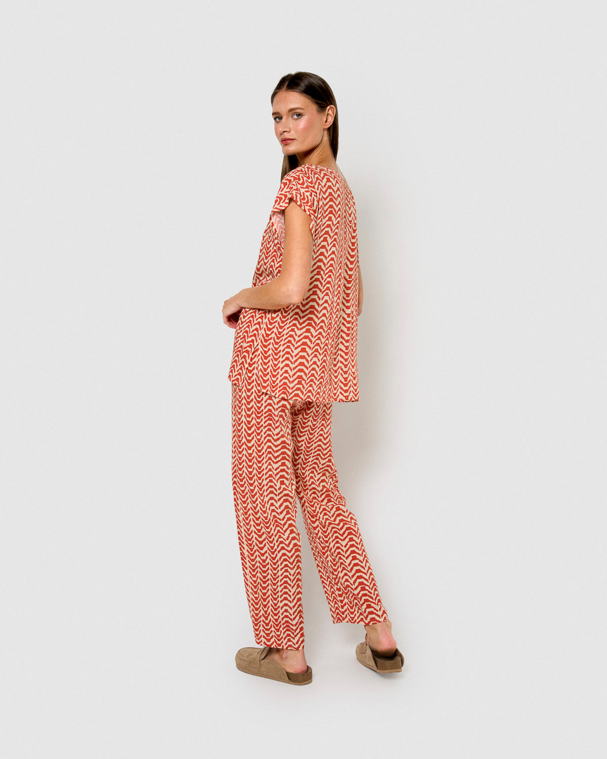 Pantalón viscosa oveta teja