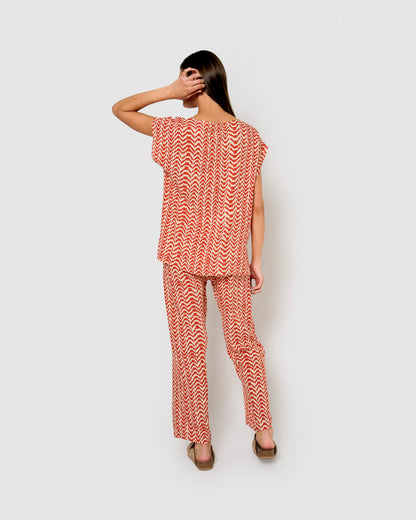 Pantalón viscosa oveta teja