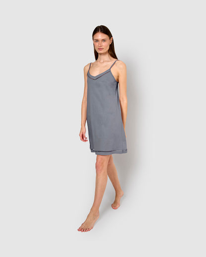 Camisón corto tirantes vainica azul