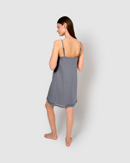 Camisón corto tirantes vainica azul