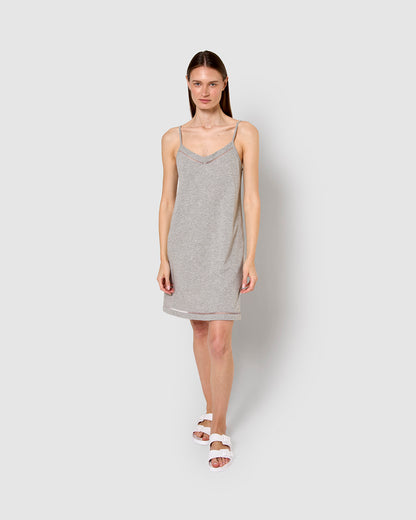 Camisón corto tirantes vainica gris