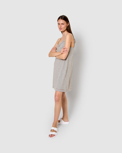 Camisón corto tirantes vainica gris