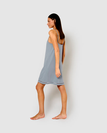 Camisón corto tirantes vainica índigo