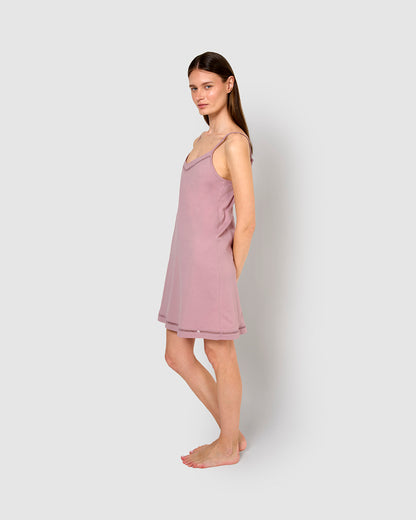 Camisón corto tirantes vainica lila