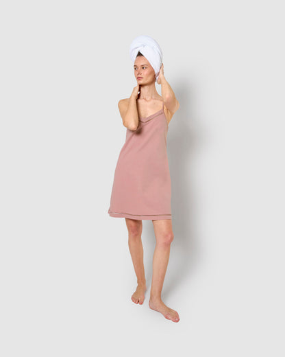 Camisón corto tirantes vainica rosa