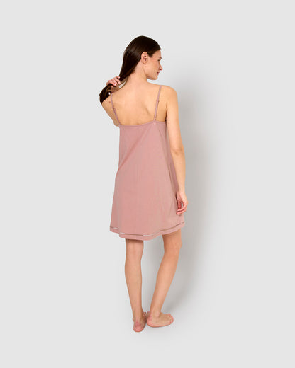 Camisón corto tirantes vainica rosa