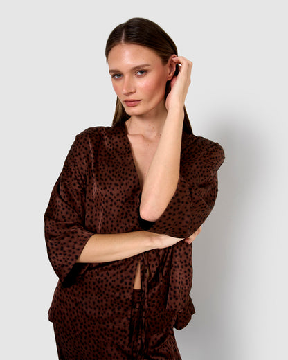 Blusa satén lazos grida teja