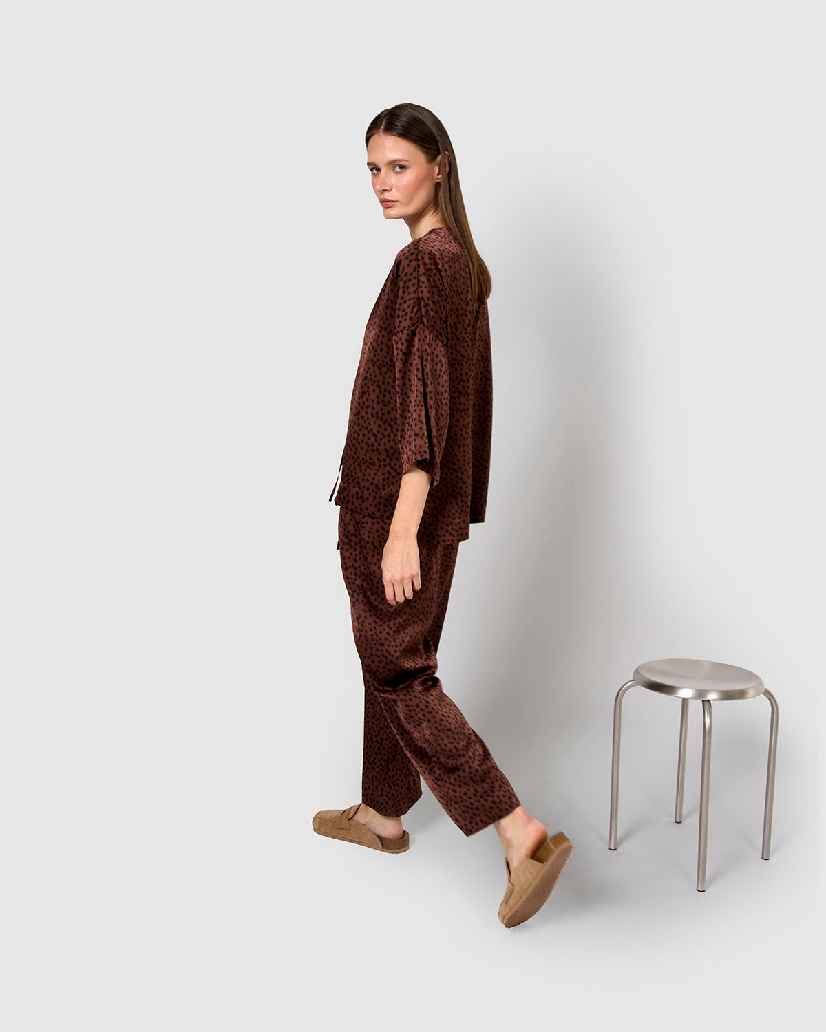Blusa satén lazos grida teja
