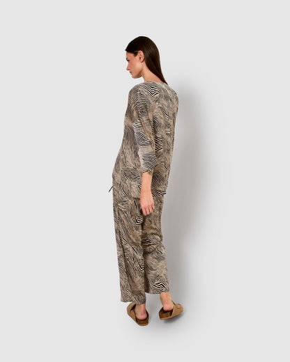 Blusa satén lazos drus beige
