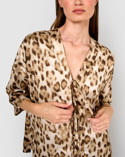 Blusa satén lazos pai marrón